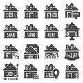 Vector black Real Estate icons set Royalty Free Stock Photo