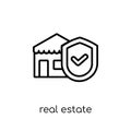 Real estate insurance icon. Trendy modern flat linear vector Real estate insurance icon on white background from thin line Royalty Free Stock Photo