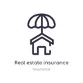 real estate insurance outline icon. isolated line vector illustration from insurance collection. editable thin stroke real estate Royalty Free Stock Photo