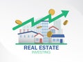 Real estate investing illustration vector.