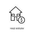 real estate investment trusts icon. Trendy modern flat linear vector real estate investment trusts icon on white background from Royalty Free Stock Photo