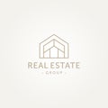 Real estate line art logo template vector illustration design. minimalist architecture building symbol logo concept Royalty Free Stock Photo