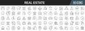 Real estate line icons collection. Big UI icon set in a flat design. Thin outline icons pack. Vector illustration EPS10 Royalty Free Stock Photo