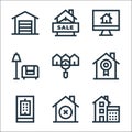 Real estate line icons. linear set. quality vector line set such as calculations, discard, real estate, certified, house, living