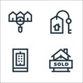 real estate line icons. linear set. quality vector line set such as sold, real estate, property