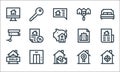 real estate line icons. linear set. quality vector line set such as target, buy, sold, certified, elevator, cctv, invoice, house,