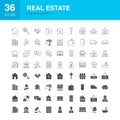 Real Estate Line Web Glyph Icons Royalty Free Stock Photo