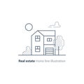 Real estate linear icon, low house property, neighborhood concept Royalty Free Stock Photo