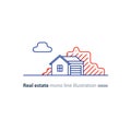 Real estate linear icon, low house property, neighborhood concept