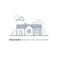 Real estate linear icon, low house property, neighborhood concept