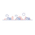 Real estate linear icon, low houses property, neighborhood concept