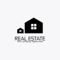 Real estate logo black white style flat design