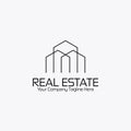 Real estate logo black white style flat design