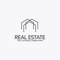 Real estate logo black white style flat design