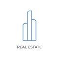 Real Estate Logo, Building, or Home, Design Vector With Line, linear, style, or mono line Royalty Free Stock Photo