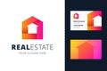 Real estate logo and business card template. Royalty Free Stock Photo