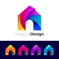 Real estate logo with colorful design vector, building Royalty Free Stock Photo