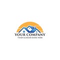 Real estate Logo company ilustration with sunset Royalty Free Stock Photo