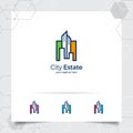 Real estate logo design concept of apartment icon and building. Property logo vector for construction, contractor, residence and Royalty Free Stock Photo