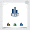 Real estate logo design concept of apartment icon and building. Property logo vector for construction, contractor, residence and Royalty Free Stock Photo