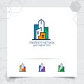 Real estate logo design concept of apartment icon and building. Property logo vector for construction, contractor, residence and Royalty Free Stock Photo