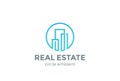 Real Estate Logo design vector Linear Building Royalty Free Stock Photo