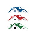 Real estate logo graphic house simple unique. blue red green color Royalty Free Stock Photo