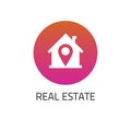 Real estate logo or home house apartment rental location point vector icon, rent pointer marker tag for app service, concept of Royalty Free Stock Photo