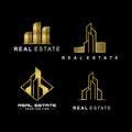 Real estate logo template collection set. Luxury style vector illustration. Royalty Free Stock Photo