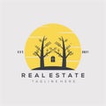 Real estate logo vector illustration design. tree house symbol Royalty Free Stock Photo