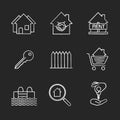 Real estate market chalk icons set