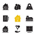 Real estate market glyph icons set Royalty Free Stock Photo