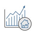 Real estate market growth chart color icon