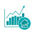 Real estate market growth chart glyph color icon