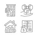 Real estate market linear icons set