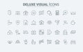 Real estate, office and home apartment, property purchase and rental line icons set Royalty Free Stock Photo