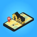 Real estate online searching isometric flat Royalty Free Stock Photo