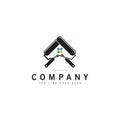 real estate paint logo design, twin brush roller house logo concept, painting service vector template Royalty Free Stock Photo