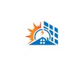 Real estate property house with electric solar panel logo