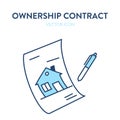 Real estate purchase agreement icon. Vector illustration of a paper document and a pen representing contract of sale for real Royalty Free Stock Photo