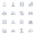 Real estate realm line icons collection. Property, Homeownership, Investment, Mortgage, Renting, Equity, Zoning vector