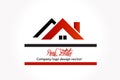 Real estate red house icon vector image logo Royalty Free Stock Photo