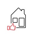 Real estate review of quality. Feedback, evaluation of real estate line icon. Property valuation line icon. Vector