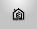 Real Estate S Letter Logo. Negative Space of Initial S and Minimalist House Shape