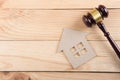 Real estate sale auction concept - gavel and house model Royalty Free Stock Photo