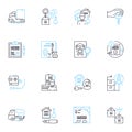 Real estate for sale linear icons set. Property, Home, House, Condo, Land, Investment, Mortgage line vector and concept
