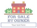 Real Estate For Sale by Owner Yard Sign, Cross Stitch Embroidery Royalty Free Stock Photo