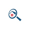 Real estate search logo of a house with magnifying glass Royalty Free Stock Photo