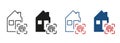 Real Estate Security Line and Silhouette Icon Set. House Building with Biometric Identification Symbol Collection. Safe
