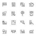 Real estate service line icons set